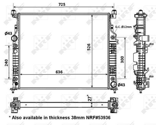 NRF 56074_радиатор системы охлаждения!\ MB W164/W251/X164 3.5-5.0/2.8CDi/3.2CDi/63AMG 05>