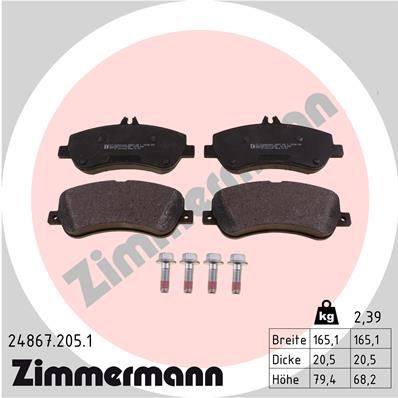 Колодки тормозные дисковые ZIMMERMANN 248672051