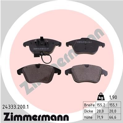 Колодки тормозные пер. VW Tiguan 1.4TFSi/2.0TDi 07> vw ZIMMERMANN 24333.200.1