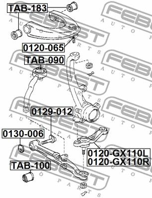 Болт с эксцентриком LEXUS IS200/300 GXE10,JCE10 1999.01-2005.07 FEBEST 0129-012