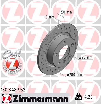 150.3487.52_диск тормозной задн.! Sport, 280x10/50-5x120\ Mini Countryman 1.6/2.0 10-16