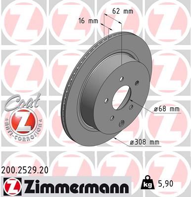 200.2529.20_диск тормозной !задн. 308x16/62-5x114 \ Nissan Murano 3.5 4WD 05>