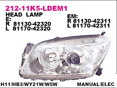 212-11K5L-LD-EM1_фара левая! электр.\ Toyota RAV 4 05>