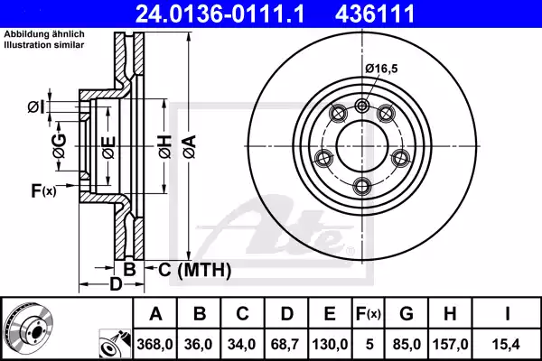 24.0136-0111.1_диск тормозной передний!\ VW Touareg 4.2-6.0 02-10, Porsche Cayenne 4.8 07-10