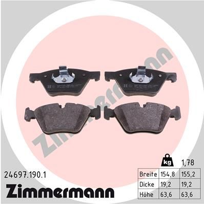 24697.190.1_колодки дисковые !перед. 155x64x19 \ BMW F10/F11 3.0i/2.0D 10>