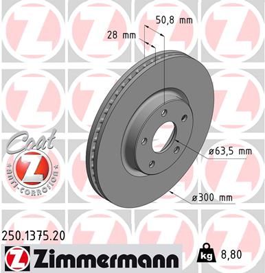 250.1375.20_диск тормозной !перед. 300x28/51-5x108 \ Ford Mondeo V 1.0-2.0i/TDCi 14>