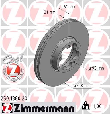 250.1380.20_диск тормозной !перед. 308x31/61-5x113 \ Ford Transit V363 13>