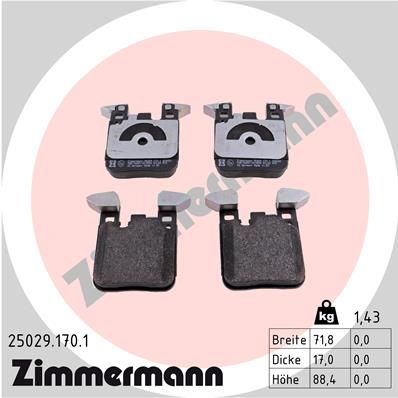 25029.170.1_колодки дисковые !задн. 72x884x17 \ BMW F20/F21/F30/F31/F34 1.4-2.8/1.6D-2.4D 10>