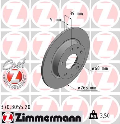 370.3055.20_диск тормозной !задн. 265x9/39-5x114 \ Mazda 3 13>