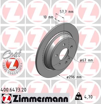 400.6473.20_диск тормозной !задн. 296x10/58-5x112 \ MB W639 Vito 3.0/3.2/2.2CDi 03>