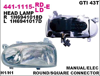 441-1115L-LD-E_фара левая! (-2-ламп)\ VW Golf III GTI/TD