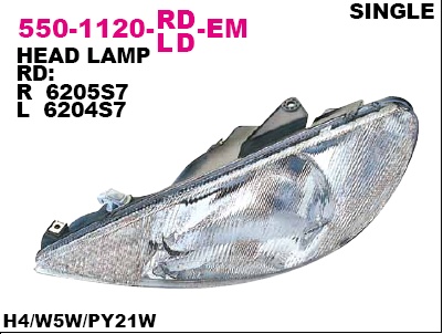 550-1120R-LD-EM_фара правая! электр.\ Peugeot 206 98>