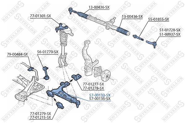 57-00133-SX_рычаг нижний левый!\ Alfa Romeo 147/156 all 97>