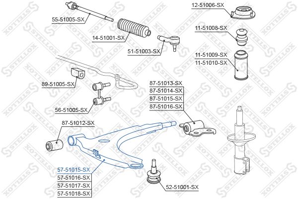 57-51015-SX_рычаг левый!\ Hyundai Coupe <06.96