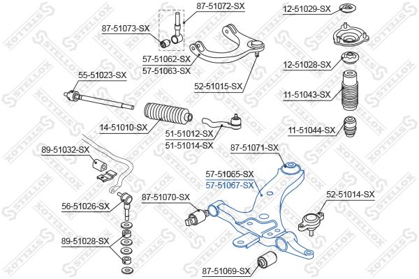 57-51067-SX_рычаг нижний правый!\ Hyundai Sonata EF 00-01