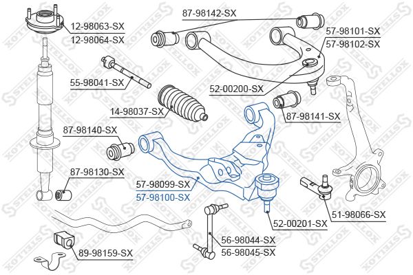 57-98100-SX_рычаг нижний левый!\ Toyota Land Cruiser GRJ12#/DJ12# all 02>