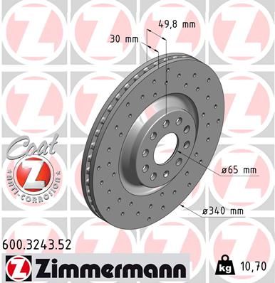 600.3243.52_диск тормозной !Sport перед. 340x30/50-5x112 \ Audi A3/Convertible/Limousine/Sportback