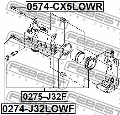 Втулка направляющая суппорта тормозного NISSAN TIIDA JPN MAKE C11 2005.08-2012.06 FEBEST 0274-J32LOWF