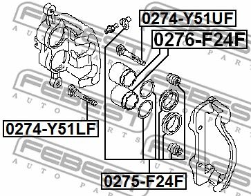 Втулка направляющая суппорта тормозного переднего NISSAN FX45/35 S50 2003.03-2008.06 FEBEST 0274-Y51LF