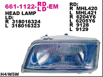 661-1122L-LD-EM_фара левая! электр.\ Fiat Ducato,Citroen Jumper all 94-00