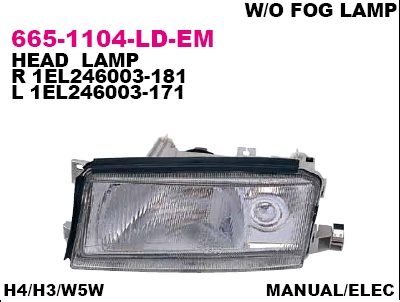 665-1104L-LD-EM_фара левая! электр.\ Skoda Octavia 04/97-08/00