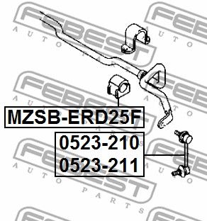 Втулка переднего стабилизатора L=R MAZDA CX-7 2006-> FEBEST MZSB-ERD25F