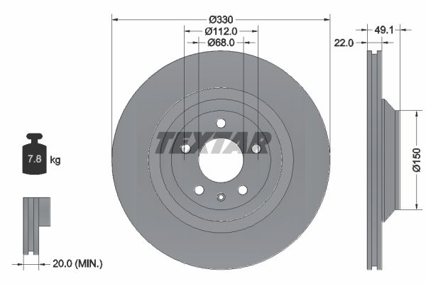 92132603_диск тормозной задний! D330\ Audi A6 3.2FSi/4.2/2.7TDi/3.0TDi 04>