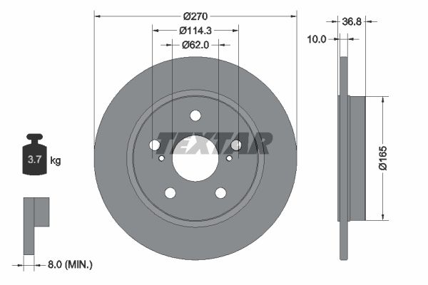 92164003_диск тормозной задний!\ Toyota Auris 1.4/1.6/2.0D-4D/2.2D 07>