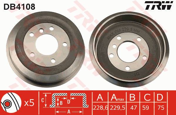 DB4108_барабан тормозной!\ BMW E36 1.6/1.8/1.8TDs M40/M41/M43 90>