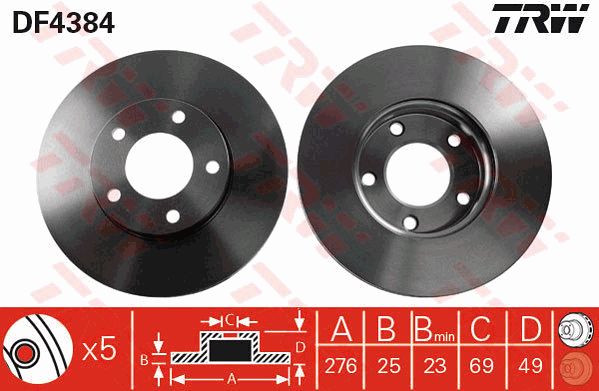 DF4384_диск тормозной передний!\ Mazda 3/5 1.4/1.6/TD/2.0CD 03>