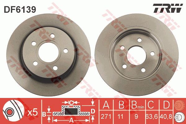 DF6139_диск тормозной задний!\ Ford Focus 1.0-2.0/1.6D/2.0D 10>