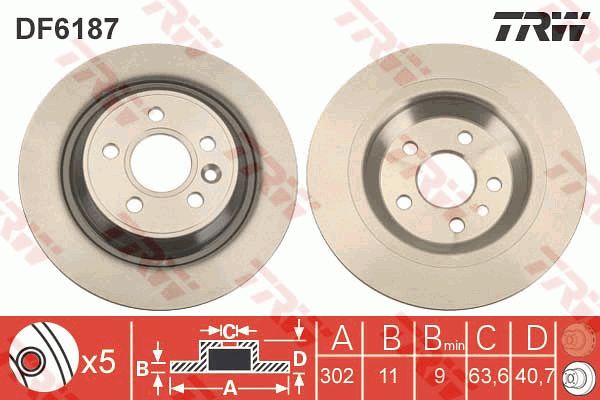 DF6187_диск тормозной задний!\Volvo S60/S80/V60/V70/CX70 1.6-3.0/1.6D-2.4D 10>