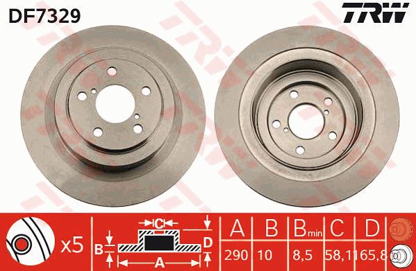 DF7329_диск тормозной задний!\ Subaru Legacy III/Outback 2.0-3.0i 10.98-08.03