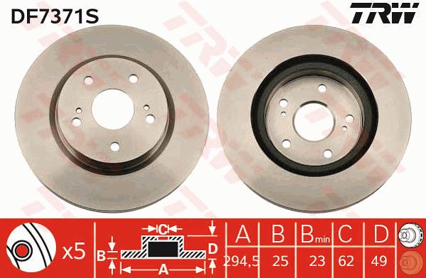 DF7371S_диск тормозной передний!\ Suzuki Grand Vitara 1.6/2.0/1.9D 05>