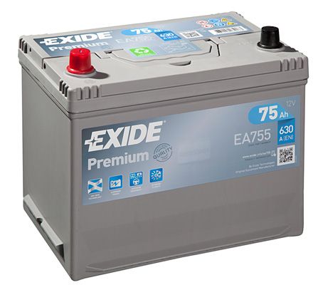 EXIDE EA755 PREMIUM_аккумуляторная батарея! 19.5/17.9 рус 75Ah 630A 270/173/222 CARBON BOOST\