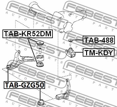 Подушка переднего дифференциала TOYOTA DYNA GDY231,281,TRY230 2021.08- FEBEST TAB-488