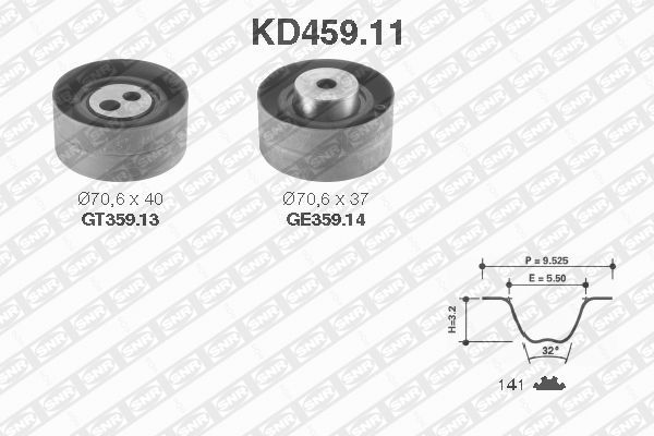 KD459.11_рем.к-кт ГРМ!\ Citroen XM/Jumper, Peugeot 605/Boxer 2.5D/TD 94>