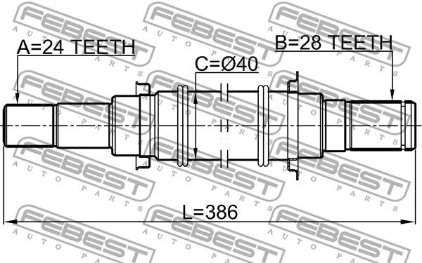 Полуось R 24x369x28 MAZDA 3 BK 2003-2006 FEBEST 0512-BL16MT