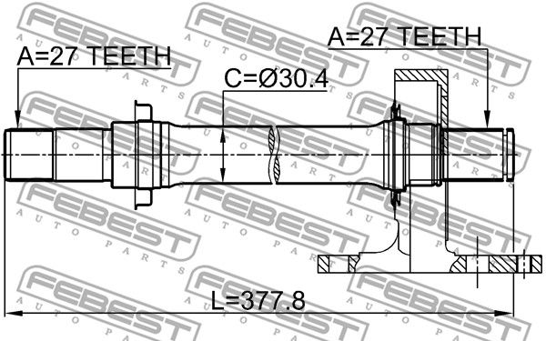 Полуось R 27x377x27 HONDA CR-V RD5 2002-2006 FEBEST 0312-CRVATRH