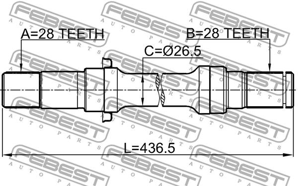 Полуось R 28x436x28 MAZDA MPV LW 1999-2003 FEBEST 0512-LWMTRH