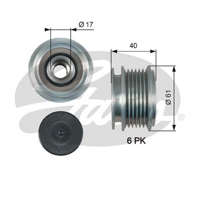 OAP7013_шкив генератора!\ Audi A2 1.4TD/A3 1.9TD/TT 1.8T, Seat Ibiza, VW Bora/Golf IV-VI/Polo 98>