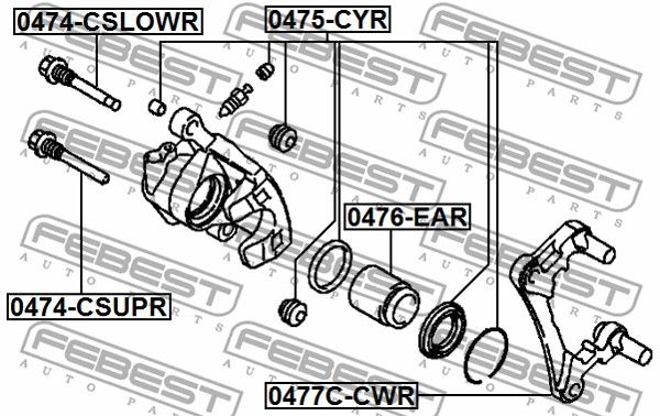 Ремкомплект заднего тормозного суппорта MITSUBISHI ASX/Lancer X/Outlander II FEBEST 0475-CYR