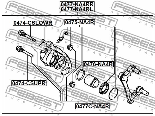 Ремкомплект заднего тормозного суппорта PSA C-Crosser / MITSUBISHI Outlander II FEBEST 0475-NA4R