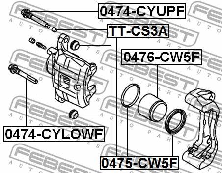 Ремкомплект переднего тормозного суппорта MITSUBISHI ASX/Outlander II+PSA C-Cross. FEBEST 0475-CW5F