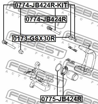 Ремкомплект переднего тормозного суппорта SUZUKI Grand Vitara II 05-> FEBEST 0775-JB424R