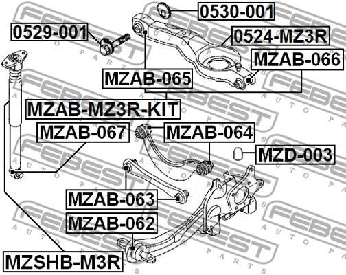 Рычаг задний нижний MAZDA 3 BK 2003-2008 FEBEST 0524-MZ3R