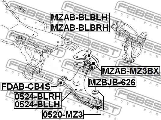 Рычаг передний левый MAZDA 3 BL 2009-2013 FEBEST 0524-BLLH