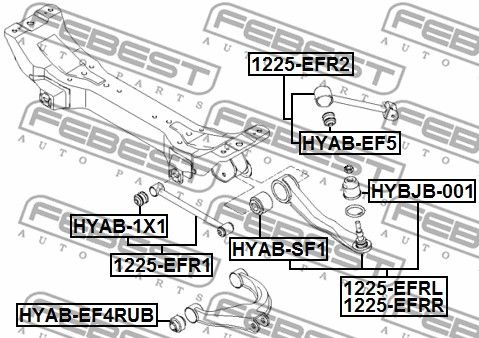 Сайлентблок заднего верхнего рычага Hyundai Grandeur 99 1998- [Cis] FEBEST HYAB-EF4RUB