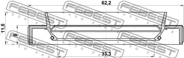 Сальник привода (35x62x8x11.5 HONDA ACCORD CF3/CF4/CF5/CL1/CL3 1998-2002 FEBEST 95HBY-35620812R