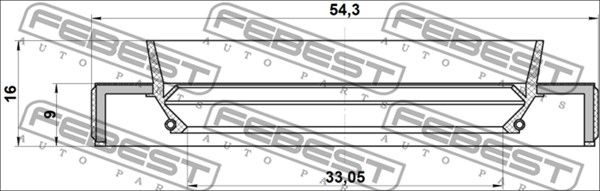 Сальник привода 33.05x54.3x9x16 TOYOTA AURIS (UKP) ADE150,NRE150,ZRE15#,ZZE150 200 FEBEST 95HBY-35540916R